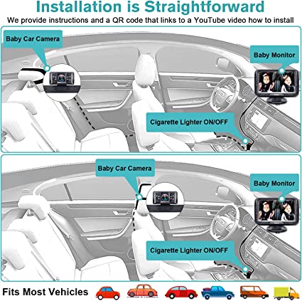 Miroir Bébé Voiture HD 1080P – Écran 4,3" + Caméra Vision Nocturne 150° – Installation Facile – Rohent N06 – Sécurité Voyage Bébé